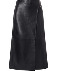 St. Agni - Leather Midi Wrap Skirt - Lyst