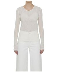 Jil Sander - Long-Sleeved Crewneck Sheer Top - Lyst