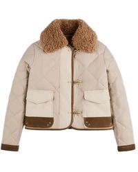 Fay - Quilted Shearling-Collar Jacket - Lyst