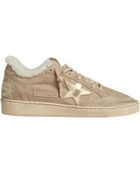 Golden Goose - Ballstar Shearling And Suede Trainers - Lyst