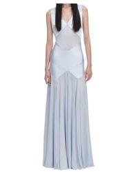 Self-Portrait - V-Neck Satin Jersey Maxi Dress - Lyst