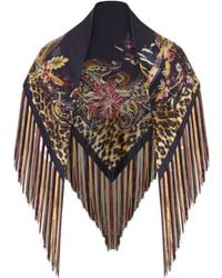 Etro - Paisley Leopard-Print Fringe Scarf - Lyst