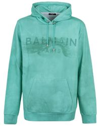 Balmain - Logo-Print Cotton Hoodie - Lyst