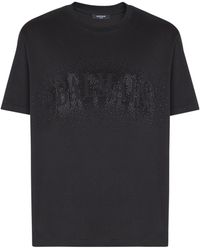 Balmain - Cotton Crystal Logo T-Shirt - Lyst