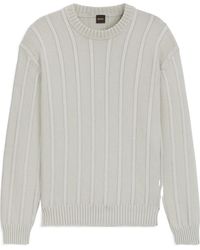 BOSS - Off- Vertical Thick Rib Crew Neck Knit Sweater - Lyst