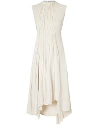 Victoria Beckham - Sleeveless Pleated Asymmetric Midi Dress - Lyst