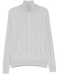 Canali - Ribbed-Knit Quarter-Zip Sweater - Lyst