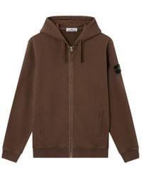 Stone Island - Regular-Fit Zip-Up Hooded Sweatshirt With Ribbed Inserts - Lyst