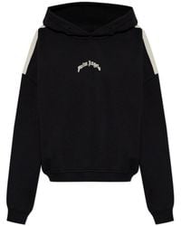 Palm Angels - Curved Logo Loose Cropped Hoodie - Lyst