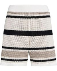 Brunello Cucinelli - Striped Cotton Net Knit Shorts - Lyst