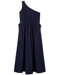 Tory Burch - One-Shoulder Belted Cotton Dress - Lyst