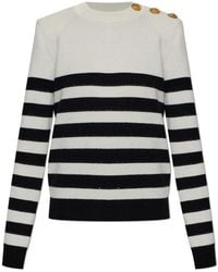Balmain - Striped Buttoned Knit Jumper - Lyst
