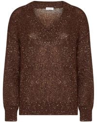 Brunello Cucinelli - Long-Sleeve Knit Top - Lyst