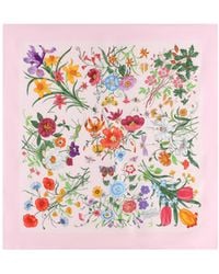 Gucci - Floral Print Twill Scarf - Lyst
