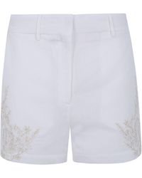 Semicouture - Floral-Embroidered Linen Shorts - Lyst