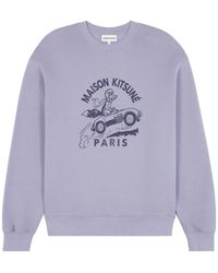 Maison Kitsuné - Maison Kitsuné Racing Fox Printed Crewneck Sweatshirt - Lyst