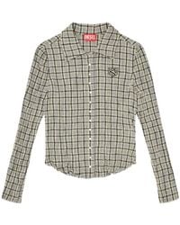 DIESEL - Check Shirt With Seersucker Effect - Lyst