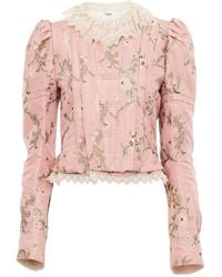 Chloé - Baroque Silkblend Taffeta Jacket With Floral Jacquard - Lyst