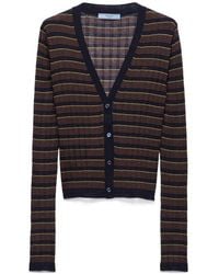 Prada - Striped Cashmere And Silk Cardigan - Lyst