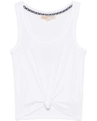 MICHAEL Michael Kors - Tie-Front Ribbed Stretch Knit Tank Top - Lyst