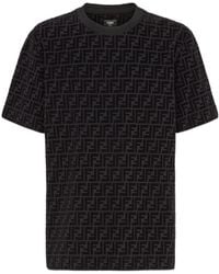 Fendi - Ff Printed Cotton Piqué T-shirt - Lyst