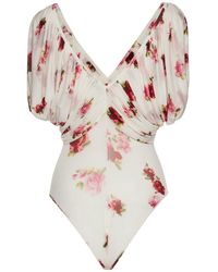 Magda Butrym - Ruched V Neck Bodysuit - Lyst