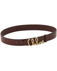 Chloé - Chloé Iconic Logo Plaque Belt - Lyst
