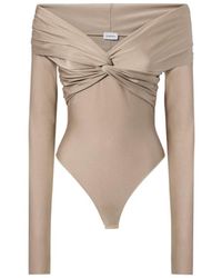 ANDAMANE - Stretch Off-Shoulder Draped Bodysuit - Lyst