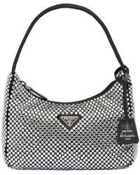 Prada - Re-Edition Mini Satin Bag With Crystals - Lyst