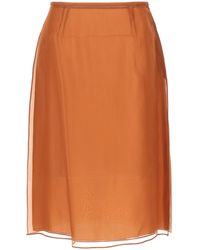 Prada - Straight Hem A-Line Midi Skirt - Lyst