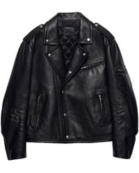 Prada - Leather Biker Jacket - Lyst