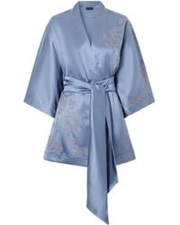 Carine Gilson - Lace-Embroidered Silk-Satin Robe - Lyst