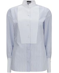Tom Ford - Vertical-Stripe Bib-Front Shirt - Lyst