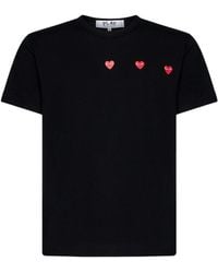 COMME DES GARÇONS PLAY - Comme Des Garçons Play Triple Hearts Crewneck T-Shirt - Lyst