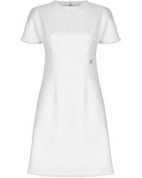 Dolce & Gabbana - Dg Logo Plaque Raschel Tweed Midi Dress - Lyst