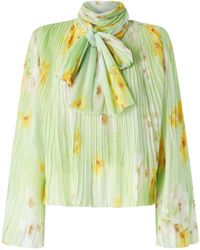 Pinko - Pleated Floral Crepon Light Blouse - Lyst