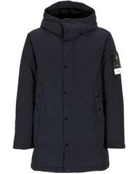Stone Island - Buttoned Hooded Coat - Lyst