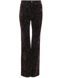 Chloé - Chloé Floral Flocked Straight-Leg Velvet Pants - Lyst