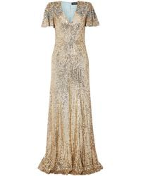 Jenny Packham - Embellished Mesh Gown - Lyst