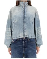 DIESEL - High-Neck Zipped Denim Jacket - Lyst