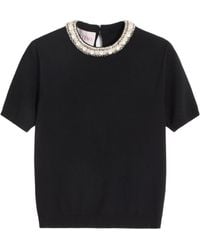 Valentino - Embellished Crewneck Knitted Top - Lyst