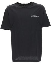 Balmain - Oversized Cotton T-Shirt With Small Paris Logo - Lyst