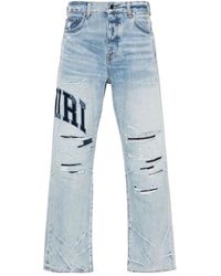 Amiri - Varsity Logo Repair Mid-Rise Straight-Leg Jeans - Lyst