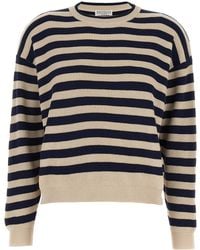Brunello Cucinelli - Striped Knit Jumper - Lyst