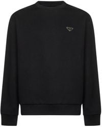 Prada - Logo-Plaque Cotton Sweatshirt - Lyst