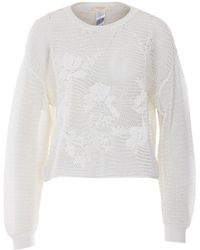 Twinset - Floral Open-Knit Sweater - Lyst
