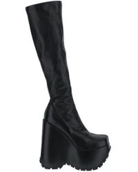 Versace - Triplatform Knee-High Leather Boots - Lyst