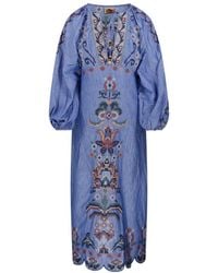 FARM Rio - Embroidered Long-Sleeve Midi Dress - Lyst