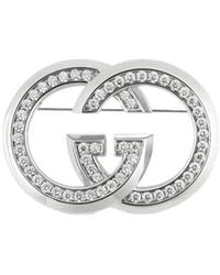 Gucci - Interlocking G Brooch With Crystals - Lyst
