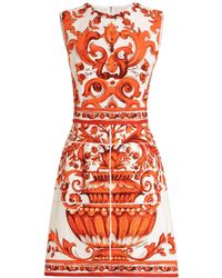 Dolce & Gabbana - Majolica Print Sleeveless A Line Mini Dress - Lyst